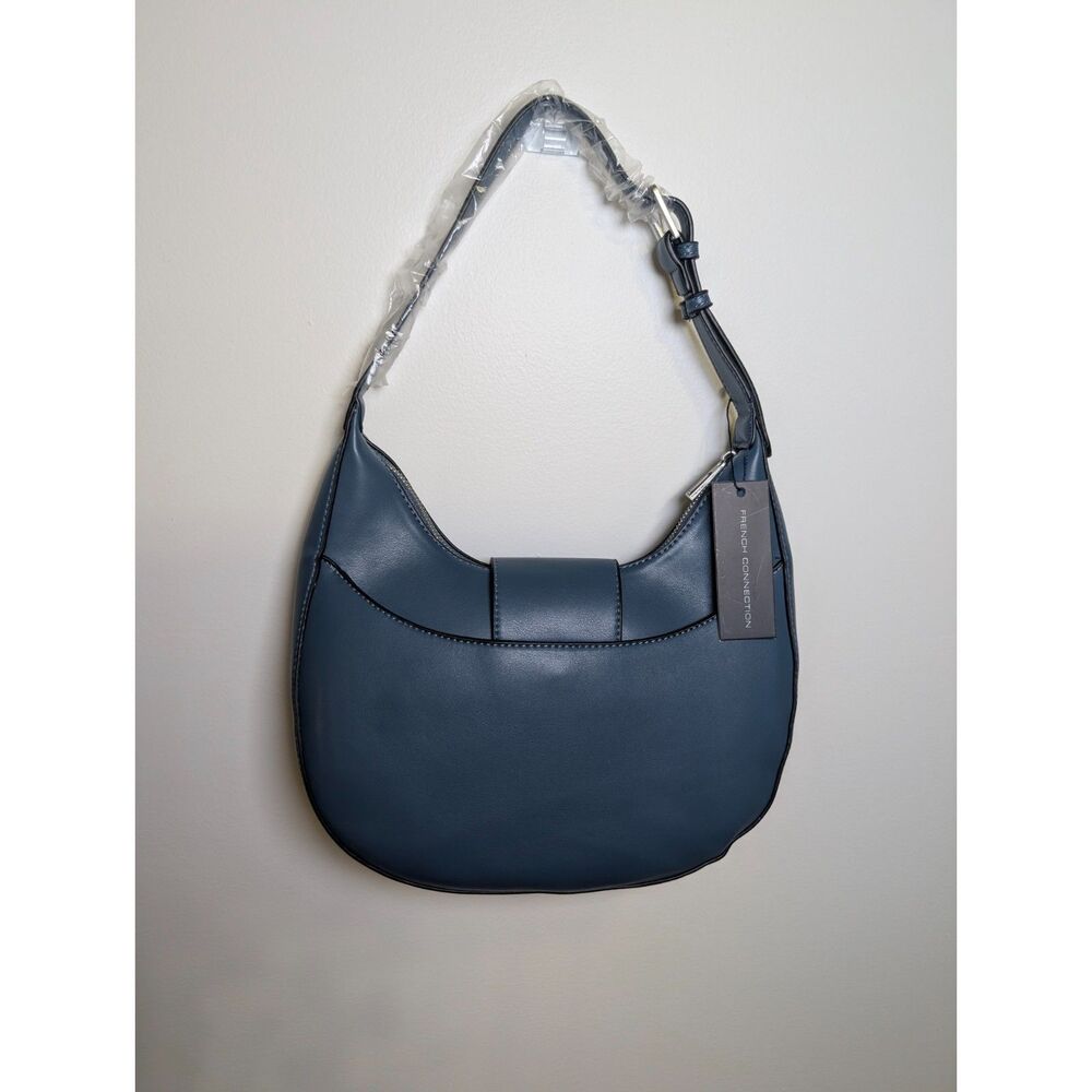French Connection Hobo Bag Blue Ring Closure NWT Zip Flap Legion Blue - Picture 5 of 6
